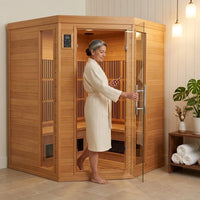 Dynamic Infrared Saunas 4 - Person Indoor Bluetooth Compatible FAR Infrared Sauna in Cedar — Lifestyle
