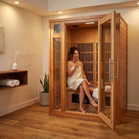 Indoor Infrared Sauna Designed for Wellness Recovery, 4 Person Cedar, Bluetooth Audio, Near Zero EMF — Lifestyle