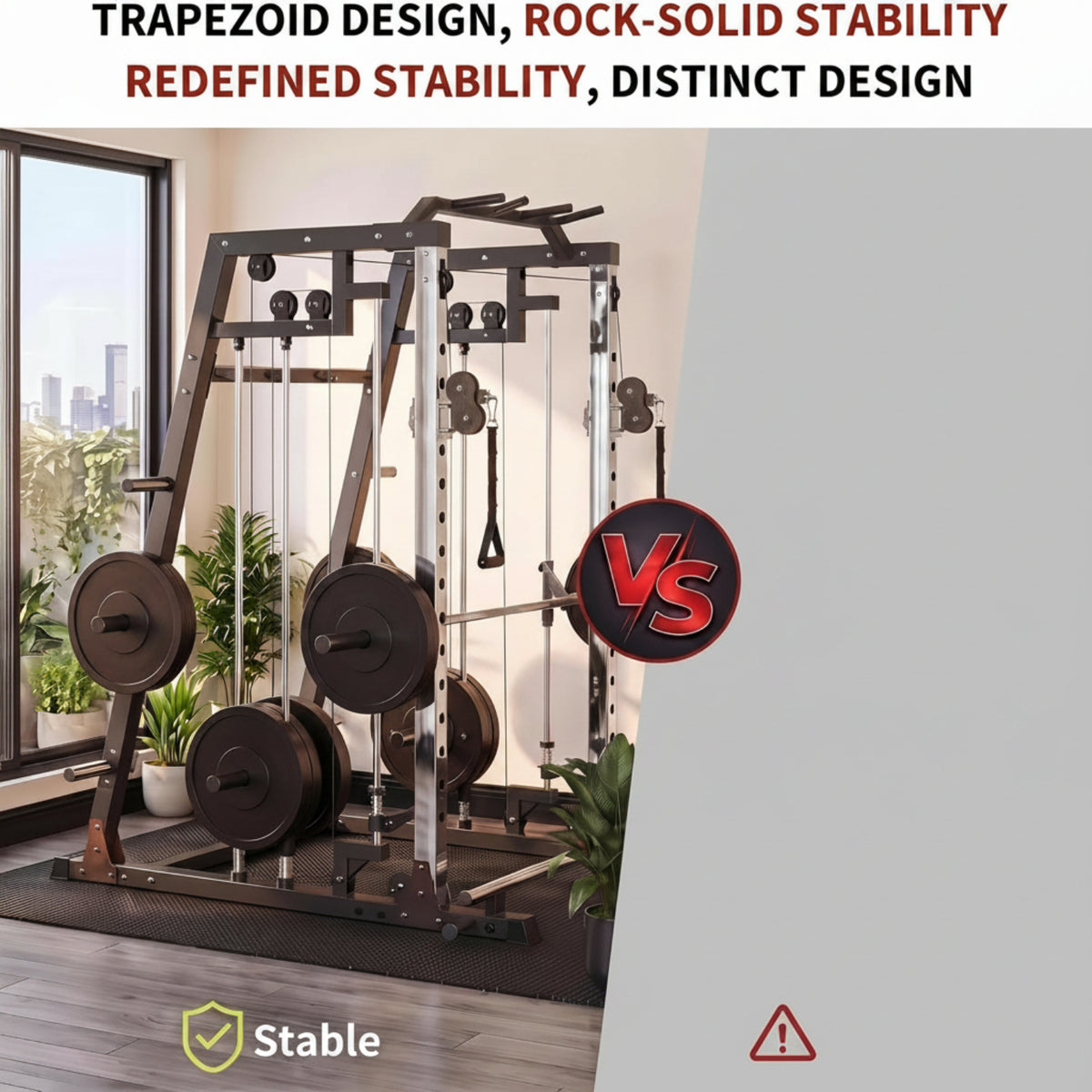 Smith Machine Home Gym – 2200LBS Multi-Function Squat Rack with Smith Bar